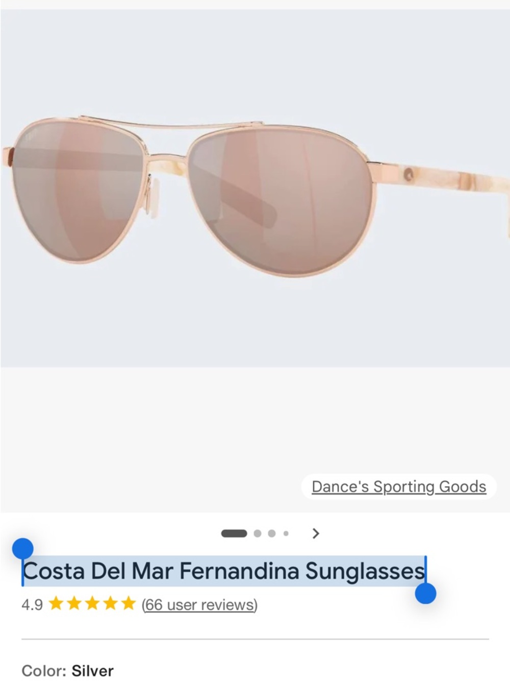 Costa Rose Gold Aviator Sunglasses